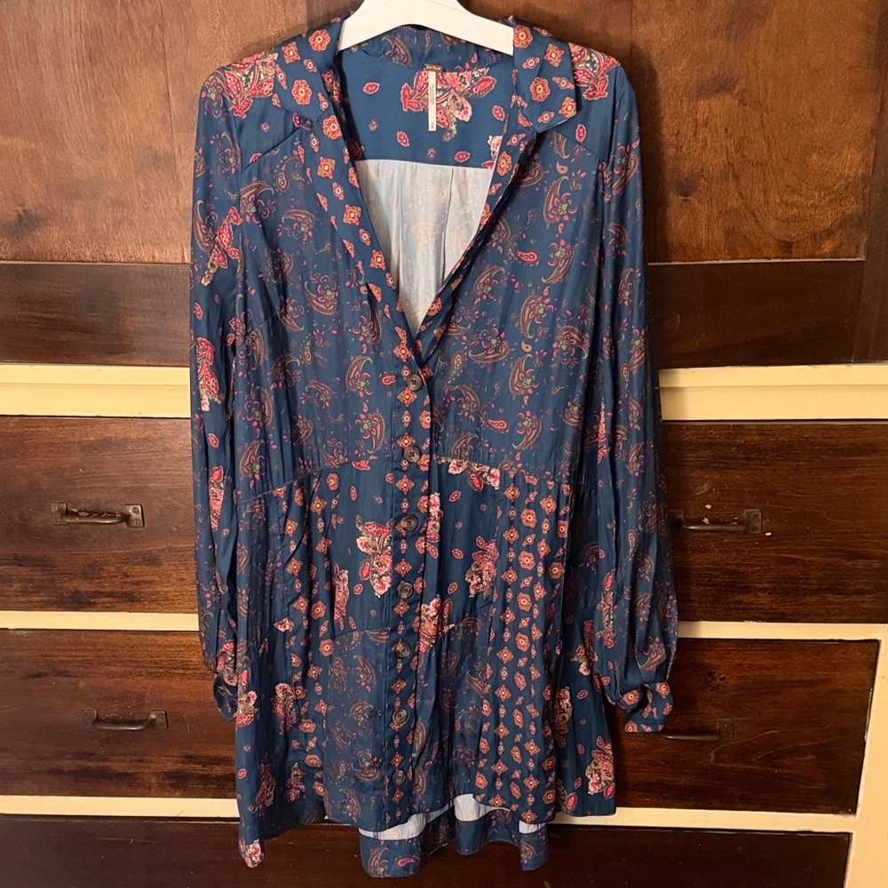 Free People Blue and Pink Floral Mini Dress